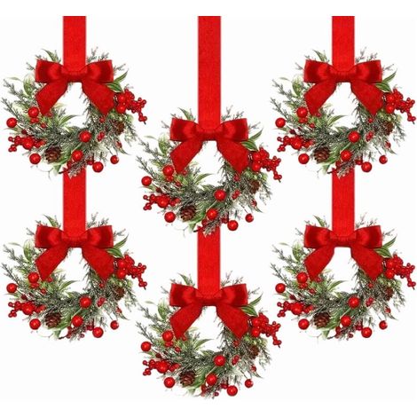 Guirlande Mini - Bois De Cèdre - Pour Portes D'Armoires Et Fenêtres - Décoration De Noël Intérieure Et Extérieure - Lot De 6 - 25 Cm (1/5)