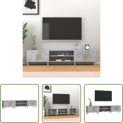 vidaXL Meuble de salle de séjour - Meuble TV gris béton 180x31,5x40 cm bois d'ingénierie (1/5)