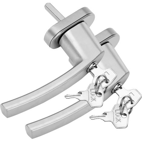 MONZANA® Fenstergriffe Abschließbar mit Schloss Kindersicherung Silber 35mm Stiftlänge 2 Schlüssel Fensterbeschlag Balkon Türgriff Einbruchschutz  2x silber