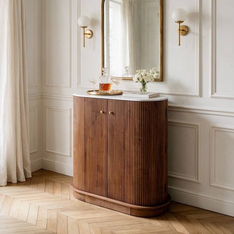 Meuble bar en bois de manguier et en marbre Elvina (1/5)