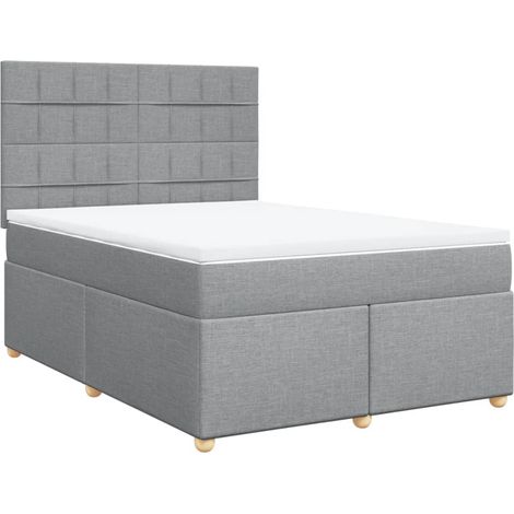 Maison Exclusive - Cama box spring con colchón tela gris claro 16 (1/5)