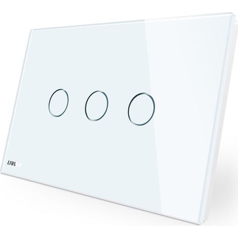 Interrupteur tactile triple Livolo en verre - Norme italienne, Blanc (1/5)
