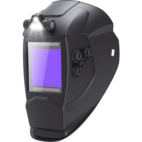 Masque de Soudage Automatique, Grand Casque de Soudage avec Filtre de Couleur Véritable, 4 Capteurs Arc et Nuance Variable DIN4.5/DIN5-13 pour Soudage TIG MIG (Noir) (1/5)