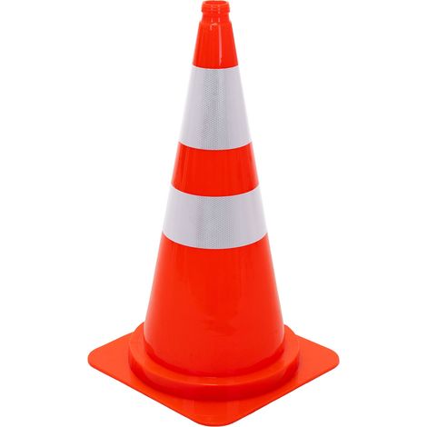 ECD Germany Cône de Signalisation 75 cm en Orange, Plot de Chantier Réfléchissant avec 2 Bandes et Empilable, Taille Grande Robuste avec Fente pour les Doigts, Régulation du Trafic et Contrôle Routier (1/5)