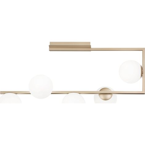 Plafonnier moderne en métal et verre soufflé 5 lumières Monile - Or (1/3)