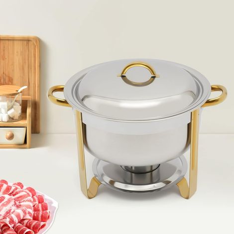 Chafing Dish, Runder Edelstahlbehälter, Für Catering, Buffet & Party, 5 L, Gold