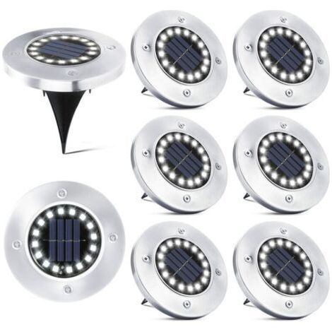 16 LED Lampe Solaire Extérieur-8 Pièces Spot Solaire Jardin Etanche Lampadaire pour Passerelle Chemin Terrasse Cour Souterraine Encastrer Pelouse (1/5)