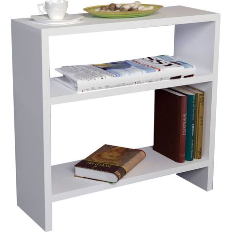 Crixia Couchtisch, 2 Fächer, rechteckig, Tischplatte aus veredeltem Holz, 51x18x49h cm, Weiß