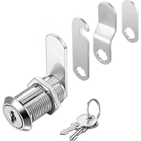 Serrure à came 16/30 mm pour porte, armoire, boîte aux lettres, tiroir, placard, casier, cylindre en alliage de zinc avec 2 (1/5)