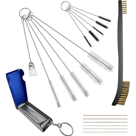 Kit Nettoyage Carburateur avec Brossettes et Aiguilles pour Tronçonneuse Moto Souffleur Chalumeau Buse Brûleur Aérographe Gicleurs (1/5)