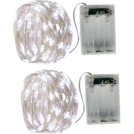 Lichterketten, silberner Draht, 20 LEDs, 2 Meter, Blinkmodus, für Innen- und Gartendekoration (1/5)