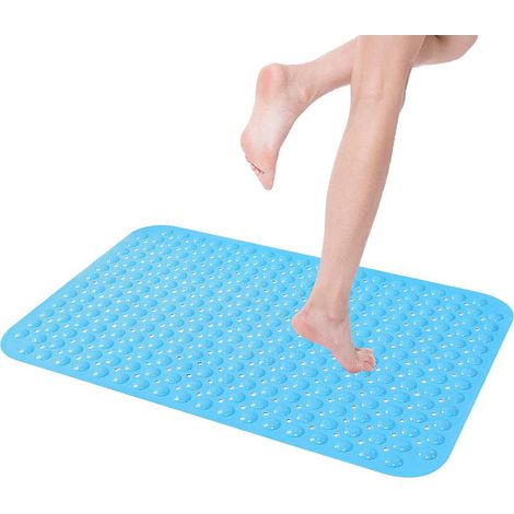 1 tapis de bain antidérapant bleu à bulles - 35 x 70 cm (1/5)