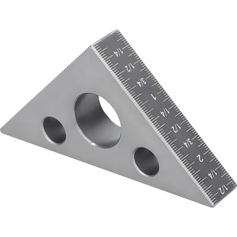 Regla triangular, regla angular de aleación de aluminio de 45/90 grados, calibre de ángulo recto esmerilado de 3,7 x 2,7 x 0,6 pulgadas, instrumentos de medición. (1/5)