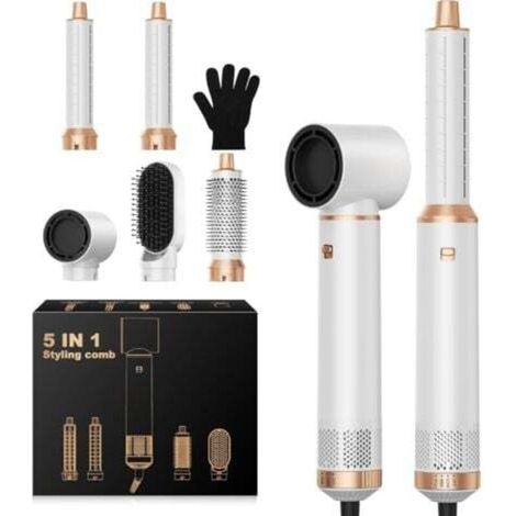 Airbrush 5 en 1 Seche Cheveux 5 en 1, Brosse Soufflante 5 en 1 Avec Seche Cheveux Boucleur, Brosse Souflante, Thermal Brush, Air Styler 5 en 1 Pour Sécher, Boucler, Lisser, Cadeau Noel Femme