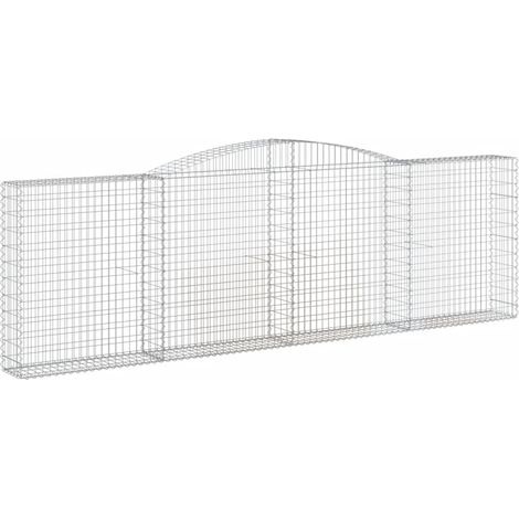 Cerca de jaula de gaviones Muro de contención arqueado 400 x 30 x 120/140 cm hierro galvanizado Plata 020040070