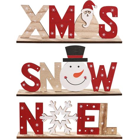 adornos navideños, letras de madera, adornos para el árbol, decoración de mesa, escritorio, sala de estar (1/5)