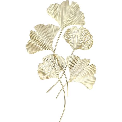 Décoration Murale en Métal, simulé Feuilles de Ginkgo Sculpture Murale 3D pour Salon (1/5)