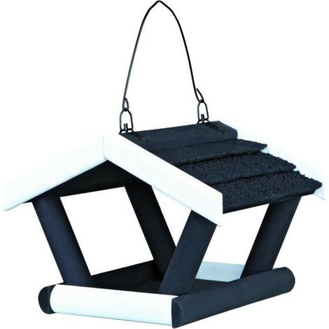 Natura mangeoire oiseaux suspendue, en pin 17 × 19 × 14 cm, noir/blanc (1/2)