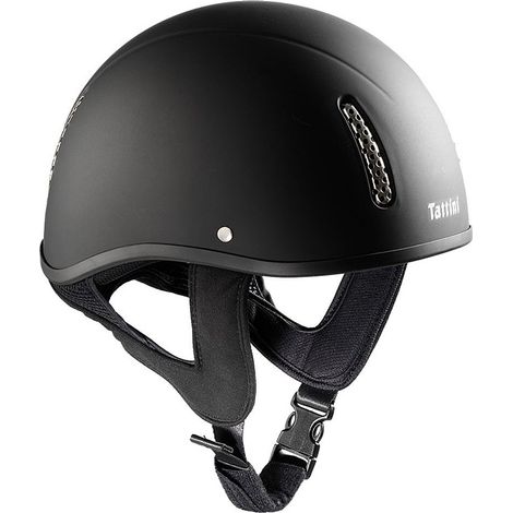 Casco da equitazione senza visiera gommato opaco con fori di aerazione cinturino sottogola e fibbia a sgancio rapido Omologato CE: 56, nero (10)