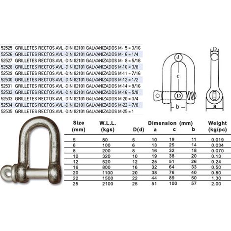 AVL Grilli Dritti DIN 82101 Zincato M-16 5/8