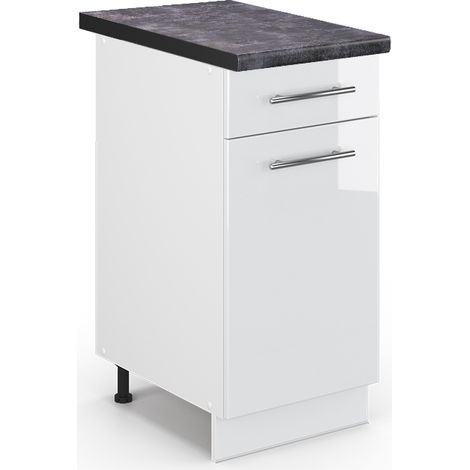 Mobiletto base per cucina Fame-Line, Bianco lucido, 40 cm , PL Antracite, Vicco (1/5)