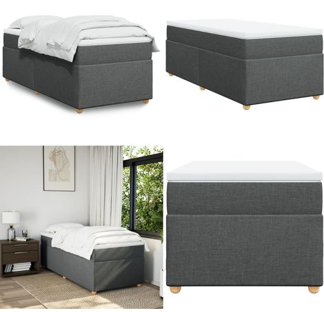 Boxspringbett mit Matratze Dunkelgrau 90x200 cm Stoff - Boxspringbett - Doppelbett - Bettenrahmen - Matratze - Matratzenauflage - Home & Living (1/5)