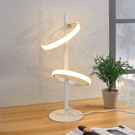 GBLY Lampada da tavolo, moderna lampada da comodino a LED con anello bianco, anelli rimovibili e girevoli, 13 W, bianco caldo 3000 K, per camera da letto, soggiorno, cameretta dei bambini - Bianco