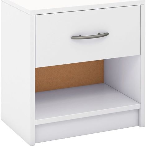 Comodino compatto 38,5 x 28 x 40,5 cm con cassetto e ripiano aperto stile moderno legno ingegnerizzato bianco 200013938