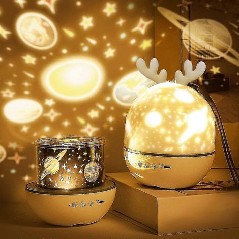 Veilleuse projecteur pour bébé, veilleuse LED musicale pour enfant avec rotation à 360° (1/2)