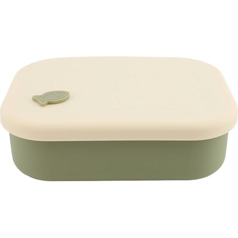 Lunch box in silicone con 3 scomparti, adatto al microonde e dotato di coperchio (verde), ideale per casa e ufficio.