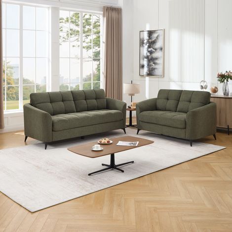 Solna 2+3 Seater Scandi Style Fabric Living Room Sofa Set (Green)