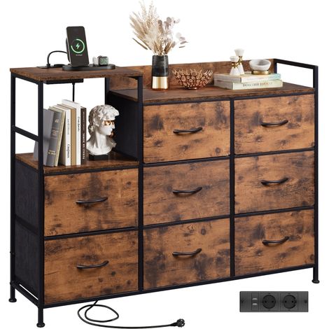 Kommode WLIVE avec 8 tiroirs en tissu, rangement idéal pour chambre, couloir, salon et chambre d'enfant, couleur marron (1/5)