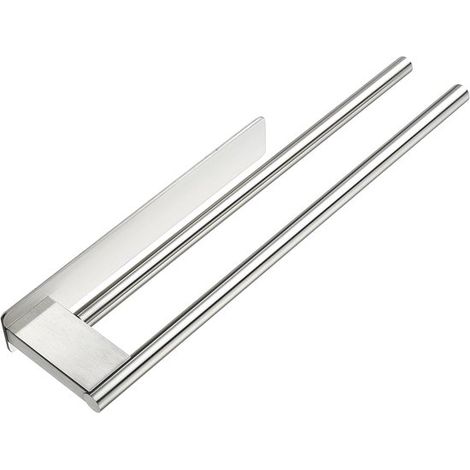 Toallero de baño de acero inoxidable plateado，Barra para toallas autoadhesiva de 39 cm，Estante para toallas，No requiere perforación (1/5)