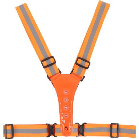 Gilet réfléchissant LED haute visibilité, élastique, imperméable, respirant, lumineux, pour la course à pied et le cyclisme, orange et rouge. (1/5)