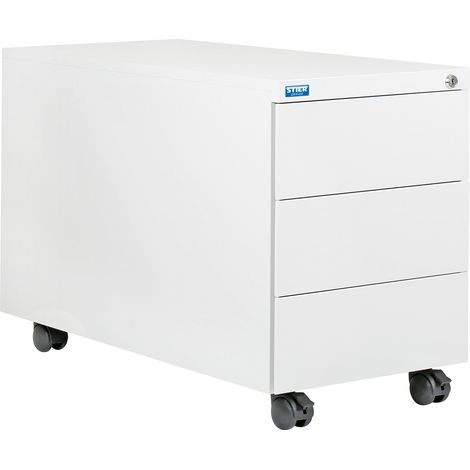 STIER Rollcontainer, 3 Schubladen, Abmessungen 550x390x790mm, Farbe Lichtgrau (RAL 7035), praktische und geräumige Aufbewahrungslösung für Büroumgebungen