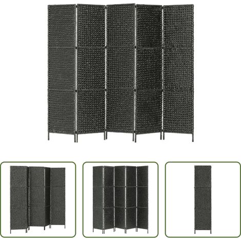 Raumteiler - 5-teiliger Paravent Schwarz 193×160 cm Wasserhyazinthe (1/5)