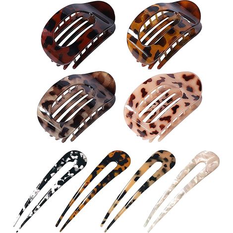 Pince Cheveux Pince Plate Cheveux Epingle Cheveux Femme French Pin Hair Convient Aux Cheveux Longs, Courts Et Bouclés(Imprimé Léopard) (1/5)