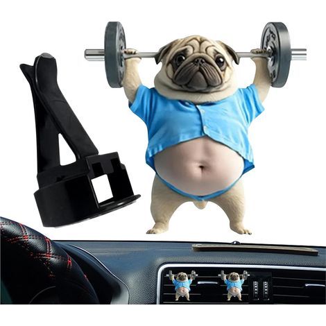 Désodorisant pour grille d'aération de voiture, parfum décoratif pour voiture, forme de chien haltérophile, 6 x 4,2 cm, design aromathérapie, parfum à clipser, pour intérieur de camion (1/5)