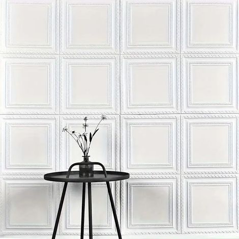 Lot de 10 Stickers Muraux 3D 70x70cm, Papier Peint Adhésif Imperméable en Mousse XPE, Décoration Murale Auto-Adhésive pour Chambre Salon Salle de Bain (1/5)