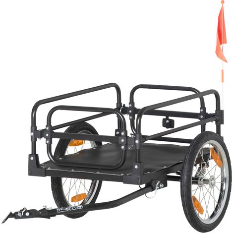 Remorque vélo pliable acier roues 16" charge 40 kg barre attelage universelle