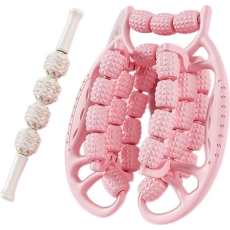 Outil de massage anti-cellulite, appareil anti-cellulite pour les jambes, rouleau de massage, bâton de massage, rouleau musculaire, masseur amincissant pour les jambes à 29 rouleaux (rose) (1/5)