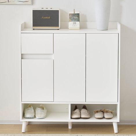 Meuble de rangement 90 x 99 x 35 cm, étagères réglables, pieds en bois massif, design minimaliste (1/5)
