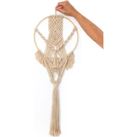 Kit macramé - Ivoire - Suspension cercle en bambou - 26 x 70 cm - Décoration bohème - DIY (1/3)