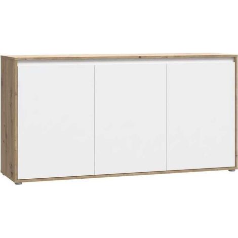 Buffet 3 portes AUCUNE SKELPE 152,6 cm blanc mat chêne Artisan (1/5)
