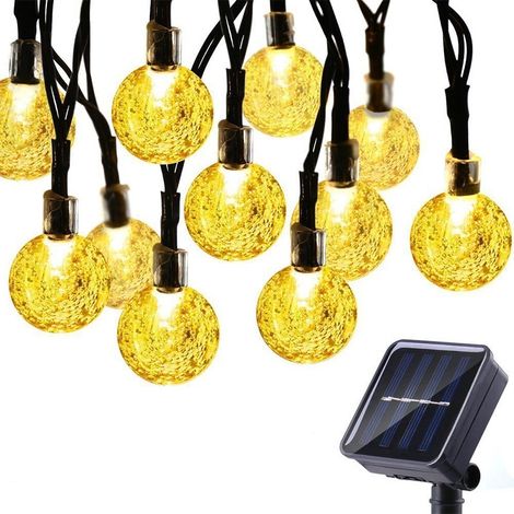 Guirlande lumineuse solaire d'extérieur, 12 m, 100 globes lumineux LED, étanche, 8 modes, lumières solaires de terrasse pour jardin