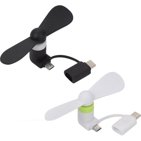 Ventilateur pour Téléphone Portable,2 PCS Mini Ventilateurs de Téléphone,Mini Ventilateur Universel,2 En 1 Ventilateur Silencieux,Ventilateur USB,Pour Téléphone Portable (1/5)