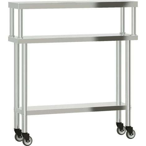 Table de travail de cuisine avec étagère 110x30x120 cm inox