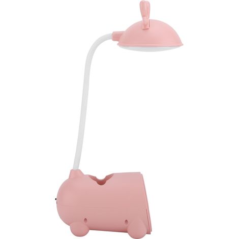 Lampe LED de table rose avec support pliable pour téléphone portable, idéale pour la lecture et la protection des yeux. Motif cerf mignon. (1/5)