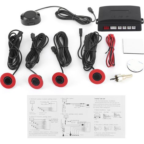 GARRYFIZH Capteur radar de recul intégré pour voiture de 16,5 mm avec kit auxiliaire et avertisseur sonore (noir) (1/2)
