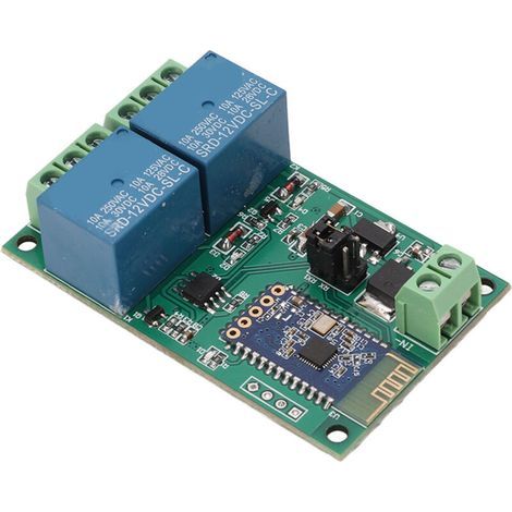 Module de relais 2 canaux, carte Bluetooth, application de commande à distance avec indicateur lumineux, DC 12V (1/5)